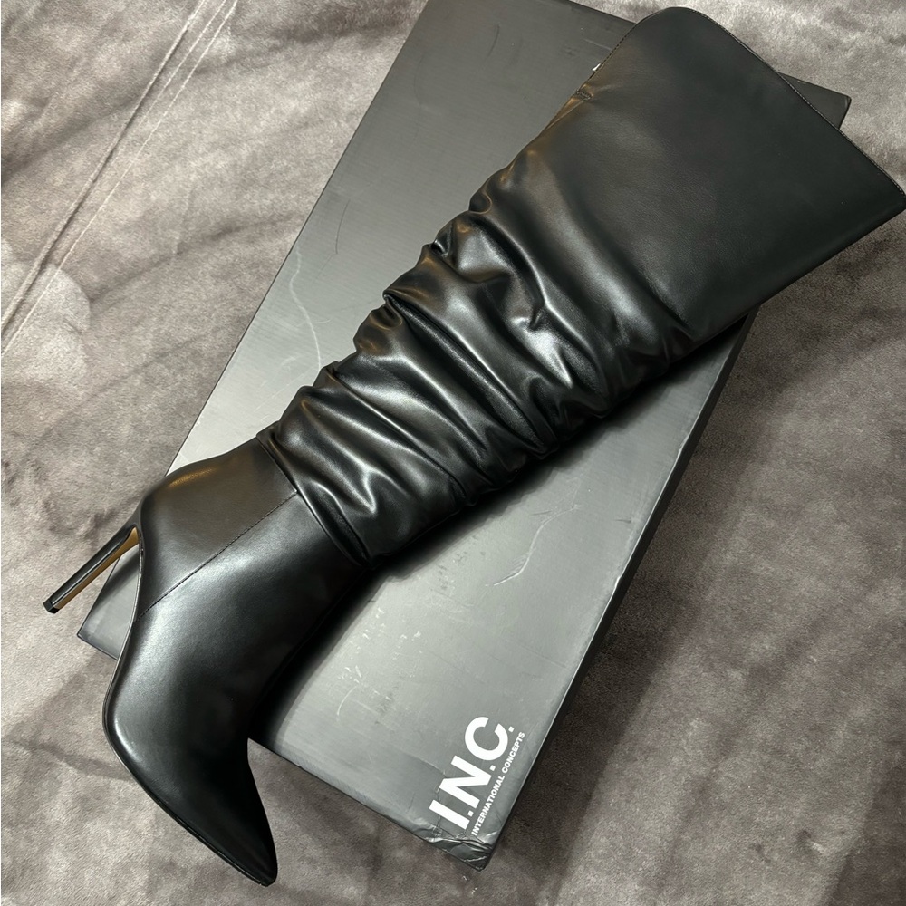 INC International Concepts Women's Black Over the Knee Boots